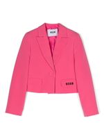 MSGM Kids blazer crop à logo brodé - Rose