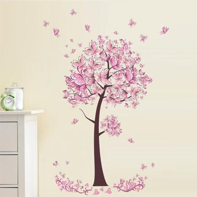 2 PC'S boom bloem bloemen vlinders muur stickers Decals woonkamer slaapkamer TV sofa achtergrond decor muur stickers muurschildering
