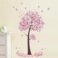 2 PC'S boom bloem bloemen vlinders muur stickers Decals woonkamer slaapkamer TV sofa achtergrond decor muur stickers muurschildering