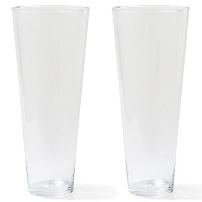 Bellatio design Vaas - 2x - Transparant - conisch - glas - H40xD17 cm