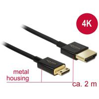 Delock 84778 HDMI-kabel HDMI Aansluitkabel HDMI-A-stekker, HDMI-mini-C-stekker 2.00 m Zwart 4K UHD, Vergulde steekcontacten - thumbnail