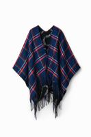 Omkeerbare geruite poncho - BLUE - U - thumbnail