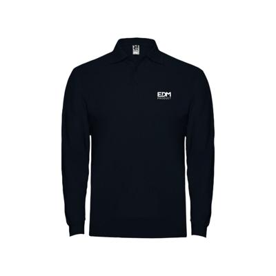 Heren polo met lange mouwen EDM Zwart - Maat: XL