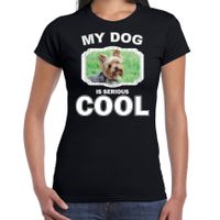 Honden liefhebber shirt Yorkshire terrier my dog is serious cool zwart voor dames - thumbnail