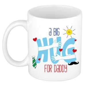 Cadeau koffie/thee mok voor papa - wit - big hug - 300 ml - Vaderdag