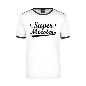 Super meester wit/zwart ringer t-shirt voor heren 2XL  -