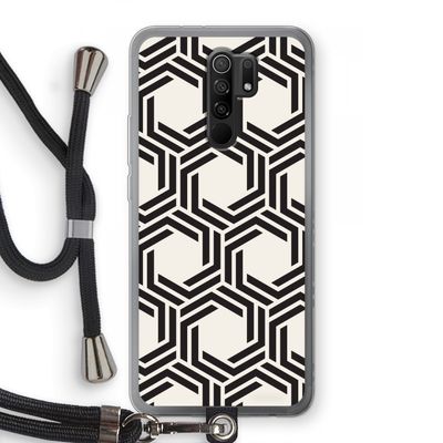 Geometrisch patroon: Xiaomi Redmi 9 Transparant Hoesje met koord