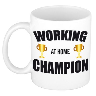 Thuiswerken bedankt cadeau mok / beker working at home champion