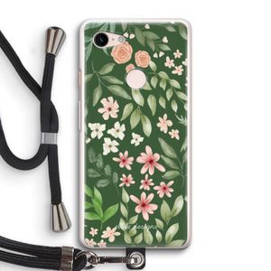 Botanical green sweet flower heaven: Pixel 3 Transparant Hoesje met koord