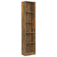 The Living Store Boekenkast Gerookt Eiken - 40 x 24 x 175 cm - 5-laags