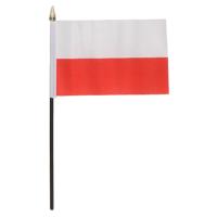 Polen - mini vlaggetje van 10 x 15 cm op stokje - Landen vlag - H27 cm