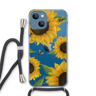Sunflower and bees: iPhone 13 mini Transparant Hoesje met koord
