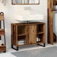 Badkamerkast met plank Oud hout 80 x 33 x 60 cm Bewerkt hout