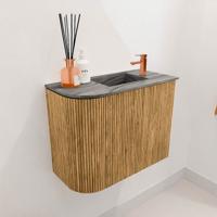 Toiletmeubel Mondiaz Joya Dlux | 51.6 cm | Meubelkleur Oak | Faye wastafel Sombra Wasbak Rechts | 1 kraangat