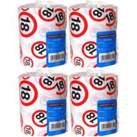 18 jaar verjaardag cadeau - Set van 4x stuks - wc/toiletpapier - 25m - feestartikelen - verkeersbord