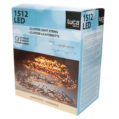 Luca Lighting Kerstverlichting - 1512 lampjes - afstandsbediening - warm wit - 9.7 m - clusterverlic Luca Lighting Kerstverlichting - 1512 lampjes - afstandsbediening - warm wit - 9.7 m - clusterverlic