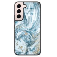 Samsung Galaxy S22 glazen hardcase - Marble sea
