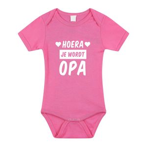 Hoera je wordt opa cadeau baby rompertje roze voor meisjes