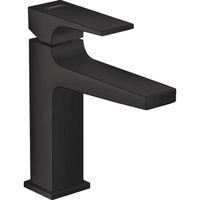 Hansgrohe Metropol wastafelkraan 110 met push open waste met voorsprong vaste uitloop 13.5cm mat zwart 32507670