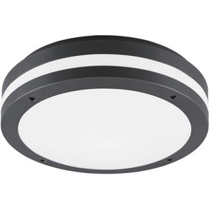 LED Plafondlamp - Badkamerlamp - Trion Keraly - Opbouw Rond - Waterdicht - 12W - Warm Wit 3000K - Mat Antraciet - Kunststof