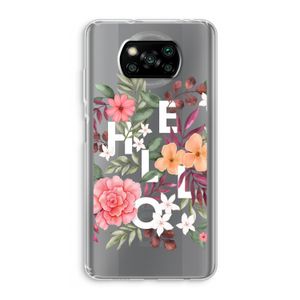 Hello in flowers: Xiaomi Poco X3 NFC Transparant Hoesje