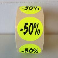 Etiket fluor geel 27mm -50% 500/rol