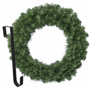 Kerstkrans 60 cm - groen - met hanger/ophanghaak - kerstversiering