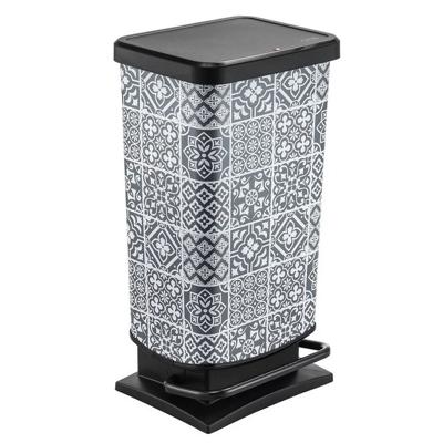Rotho paso pedaalemmer tegeltjes 40l grijs/zwart