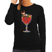 Foute Kersttrui/sweater voor dames -met Rudolf - zwart - kerstcadeau