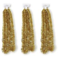 3x Kerst lametta guirlandes goud 270 cm kerstboom versiering/decoratie - Kerstslingers