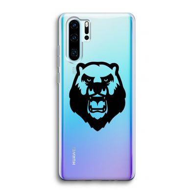 Angry Bear (black): Huawei P30 Pro Transparant Hoesje