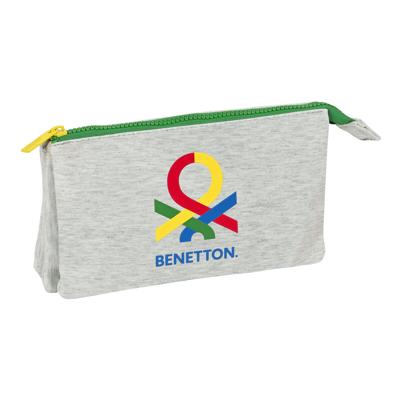 Pennenetui met 3 vakken Benetton Pop Grijs (22 x 12 x 3 cm)