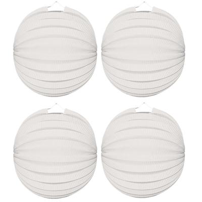 Party Lampion van papier - 6x - ronde vorm - wit - Dia 22 cm