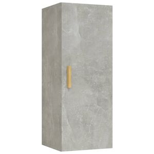 The Living Store Zwevende Wandkast - Betongrijs - 34.5 x 34 x 90 cm - Ruime opbergruimte