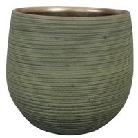 Ter Steege Steege Plantenpot - keramiek - donkergroen - stripes - D31xH28 cm