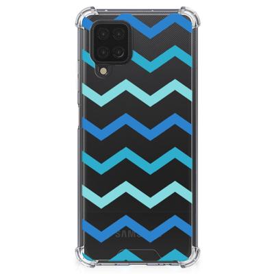 Samsung Galaxy A12 Doorzichtige Silicone Hoesje Zigzag Blauw Samsung Galaxy A12 Doorzichtige Silicone Hoesje Zigzag Blauw