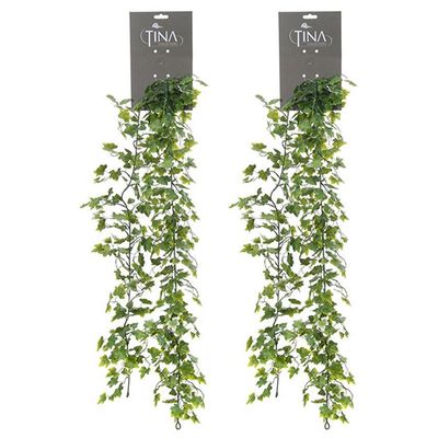 Louis Maes kunstplant blaadjes slinger Klimop/hedera - 2x - groen/wit - 181 cm - extra brede uitvoer Louis Maes kunstplant blaadjes slinger Klimop/hedera - 2x - groen/wit - 181 cm - extra brede uitvoer