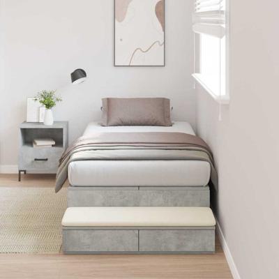 Opbergbedframe Beton Grijs 236.5 x 90 x 31.5 cm Bewerkt hout