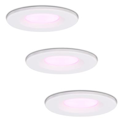 Set van 3 Venezia Smart inbouwspots - IP65 waterdicht - 6 Watt 450 lumen - Wifi + Bluetooth - RGBWW - Google Home, Amazon Alexa en Siri - Wit - Badkamer, binnen en buiten