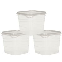 Voorraad/vershoudbakjes - 3x -transparant/grijs - kunststof - 0,3 liter - 11 x 9 cm