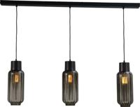 Masterlight Eetkamerlamp Lett ll 3-lichts zwart met smoke glas 2156-05-05-130-3