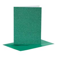 Creativ Company Kaarten en enveloppen 10,5x15cm glitter groen - 4st.