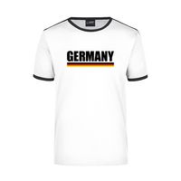 Germany supporter wit / zwart ringer t-shirt Duitsland met vlag voor heren