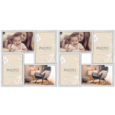 ZEP Fotolijst - 2x stuks - metaal - zilverkleurig - 4 lijstjes - 10 x 15 cm - woondecoratie