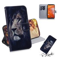 Lion patroon gekleurde tekening horizontale Flip lederen draagtas voor Nokia 3 1 Plus met houder & kaartsleuven & portemonnee