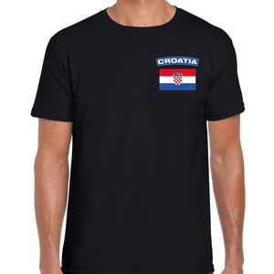 Croatia t-shirt met vlag Kroatie zwart op borst voor heren