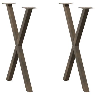 Eettafelpoten 2 st X-vormig 50x(72-73) cm staal naturel