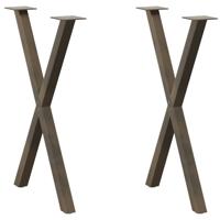 Eettafelpoten 2 st X-vormig 50x(72-73) cm staal naturel