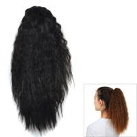 Natuurlijke Retro kort krullend haar Clip-on maïs blancheren paardestaart pruik (zwart)