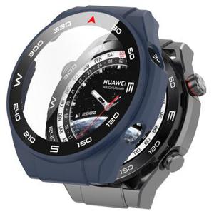 Huawei Watch Ultimate Plastic Hoesje met Glazen Screenprotector - Donkerblauw